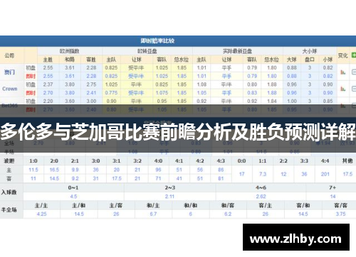 多伦多与芝加哥比赛前瞻分析及胜负预测详解